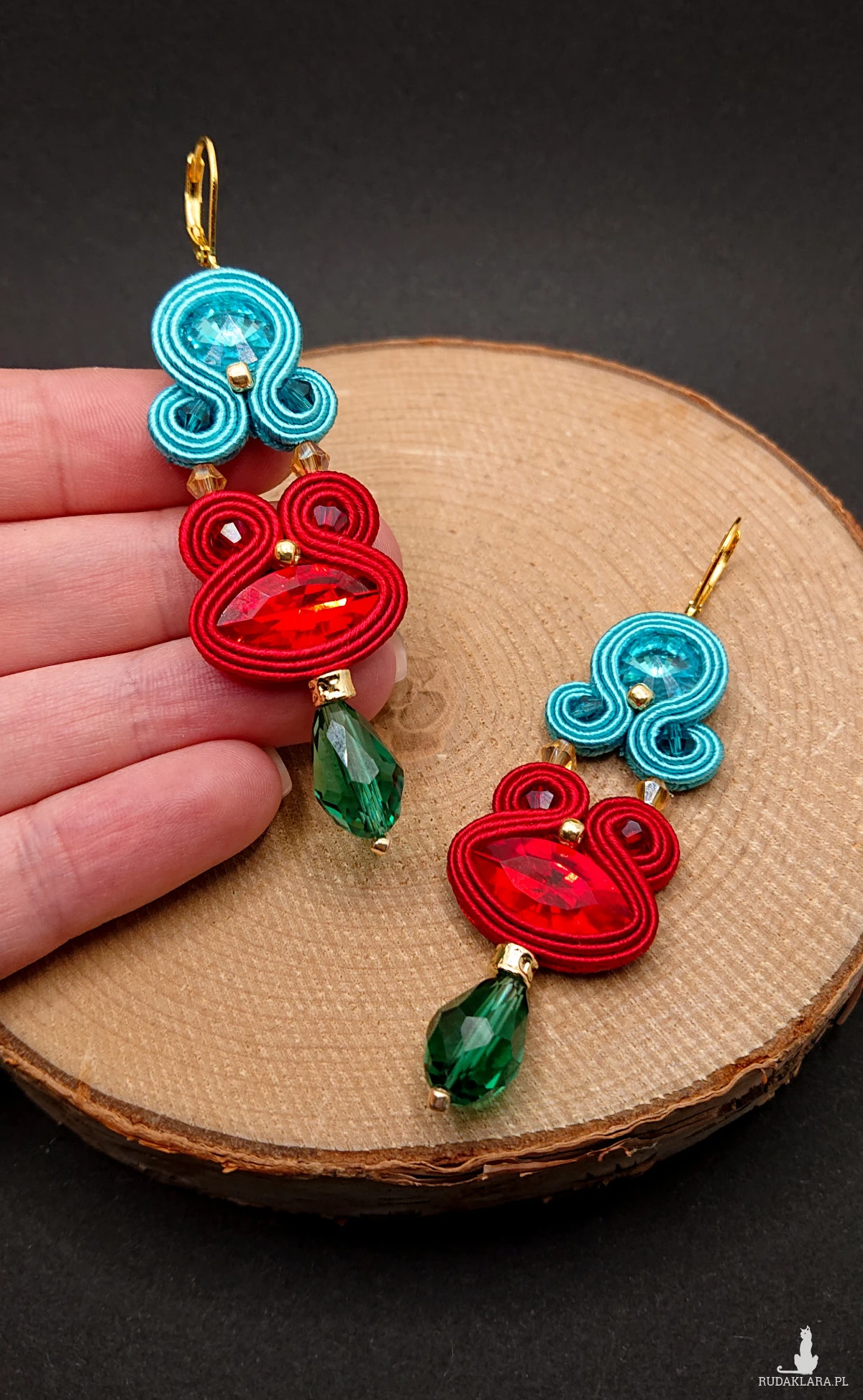 KOLOROWE KOLCZYKI SUTASZ Z KRYSZTAŁKAMI 7